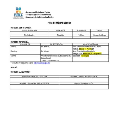 Ruta de Mejora Escolar 