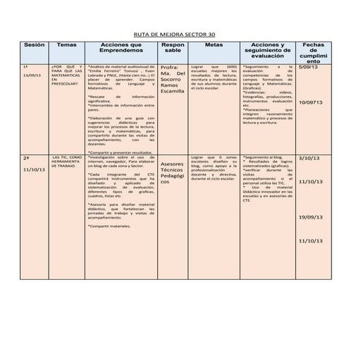 Ruta de mejora sector 2
