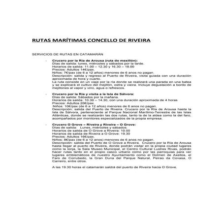 Rutas marítimas concello de riveira