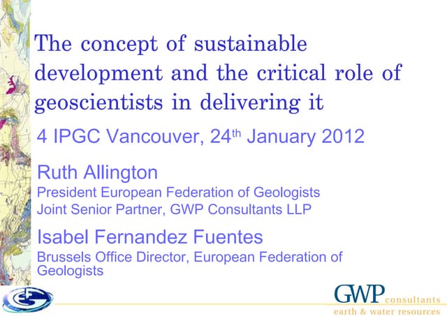 Ruth allington geoscientists and sustainability tues pm