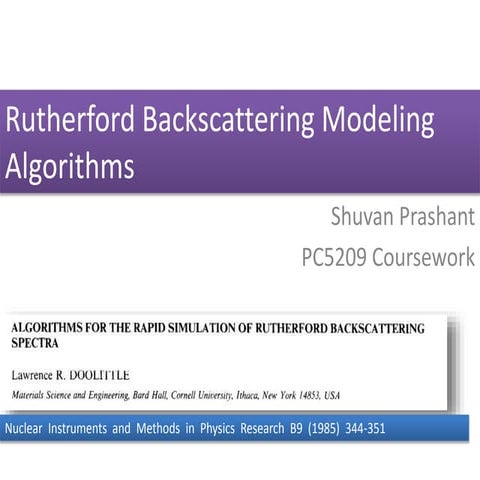 Rutherford Back-Scattering(RBS) Modeling Algorithms