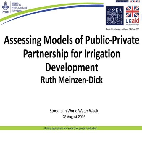 Assessing Models of Public-Private Partnership for Irrigation Development