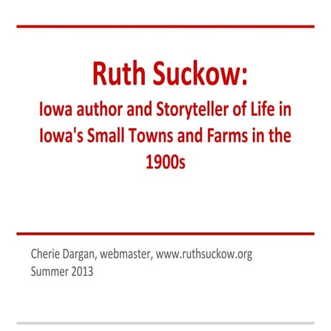 Ruth Suckow: Iowa Writer of the 1900s