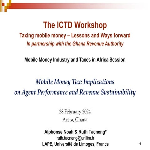 Mobile Money Tax: Implications on Agent Performance and Revenue Sustainability