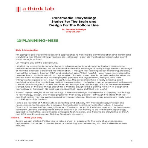 Pamela Rutledge:  Planning-ness 2011