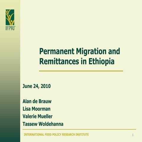 Permanent Migration and Remittances in Ethiopia