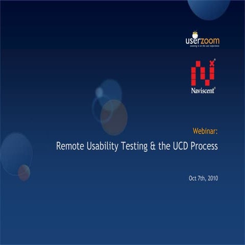 Remote usability testing & the UCD Process webinar