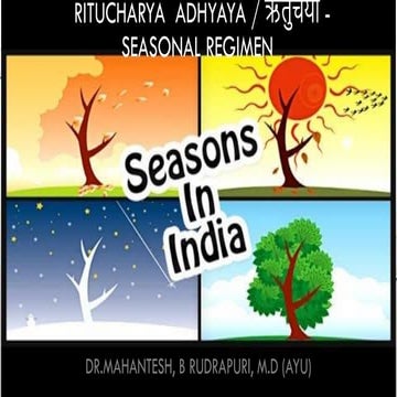 Rutucharya Adyaya of Astanga Hridaya 3rd chapter.Dr.Mahantesh Rudrapuri.