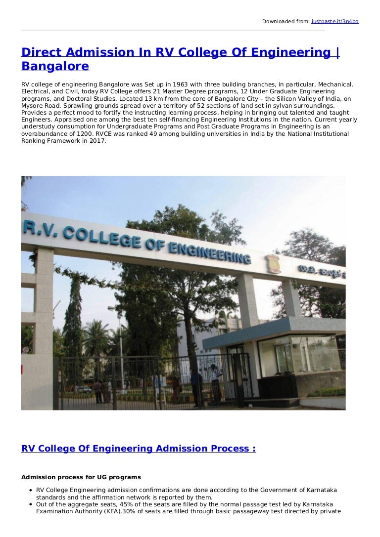 Direct Admission In RV College Of Engineering Bangalore