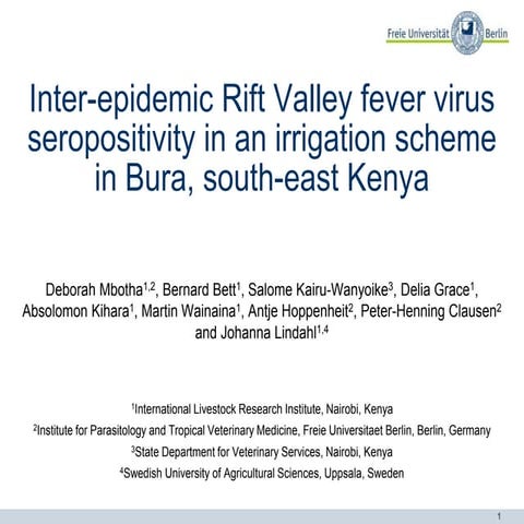 Inter-epidemic Rift Valley fever virus seropositivity in an irrigation scheme...