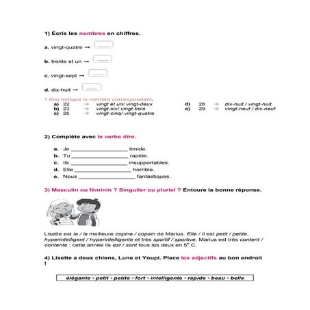 Révision unité 2. Français 1è année.