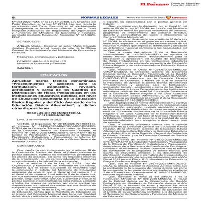 Norma Técnica para Cuadros de Horas Pedagógicas 2026