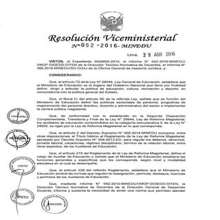 RVM N° 052 2016-MINEDU Reglamento d...