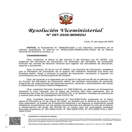 RVM N° 097-2020-minedu