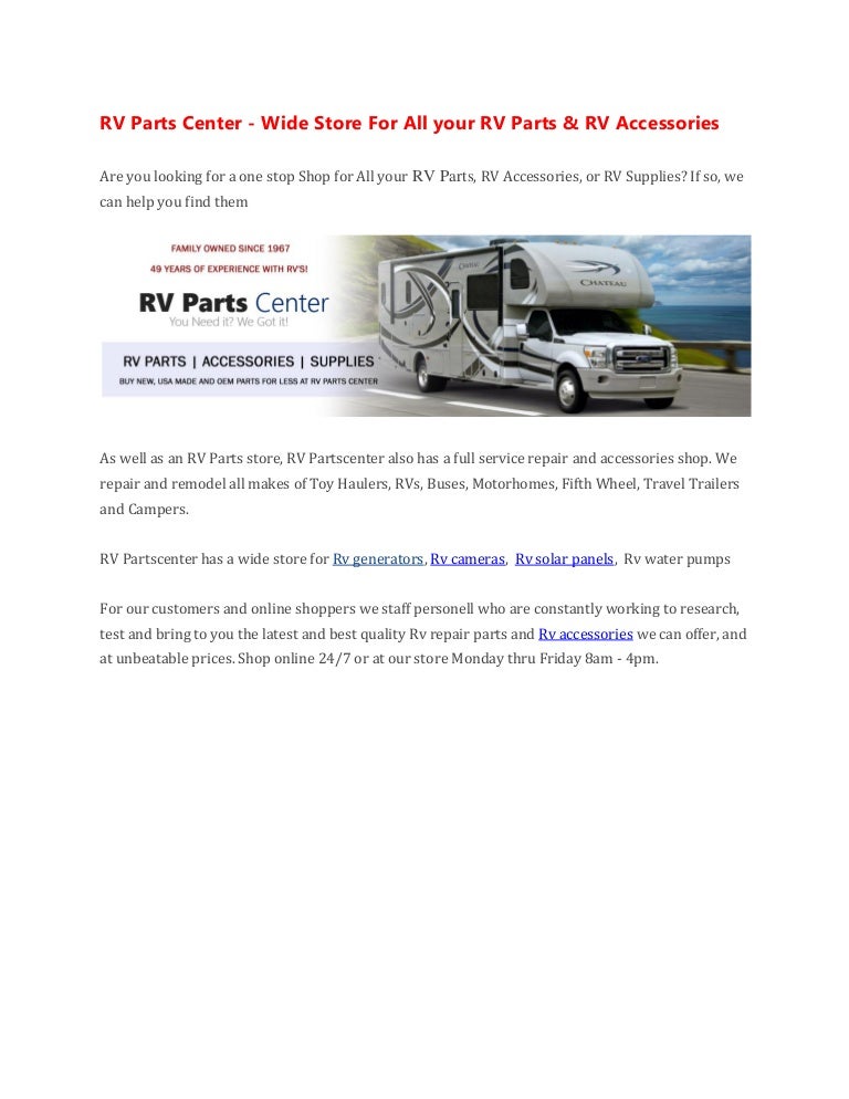 RV Parts Center Wide Store For All your RV Parts & RV Accessories