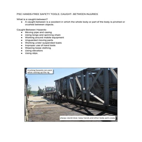 PSC Hands Free Safety Tools: Caught- Between Injuries