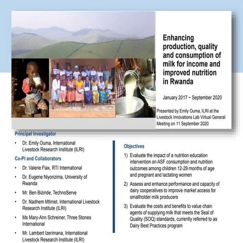 Enhancing production, quality and consumption of milk for income and improved...