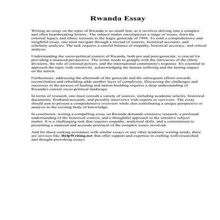 Rwanda Essay. Universal Training Institute