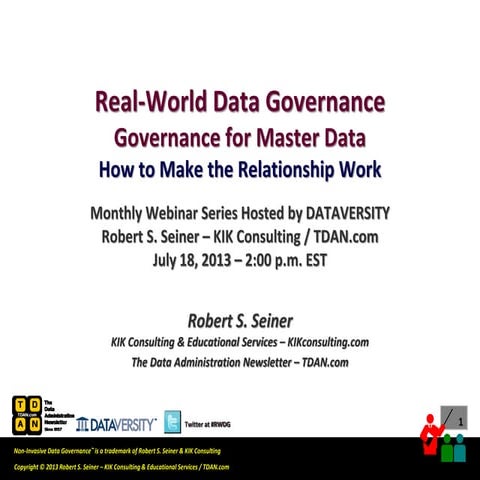 Real-World Data Governance Webinar: Governance for Master Data