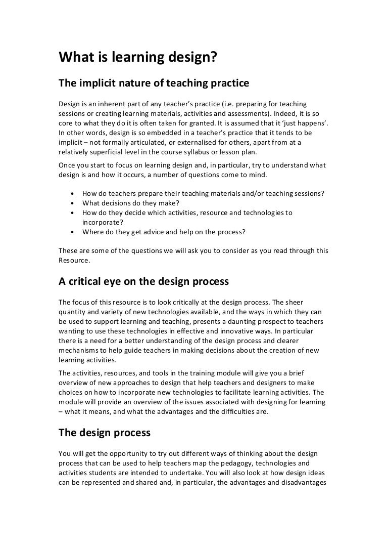 R What Is Learning Design 