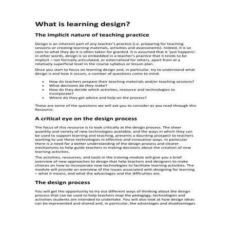 R What is learning design?