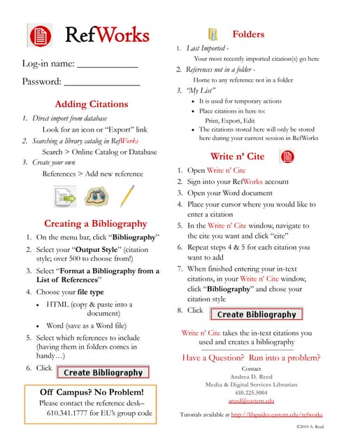 Handout #1: Introduction to RefWorks