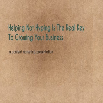Helping Not Hyping | PDF