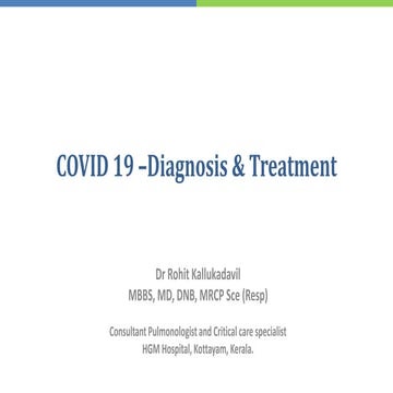 COVID 19- Diagnosis and Treatment