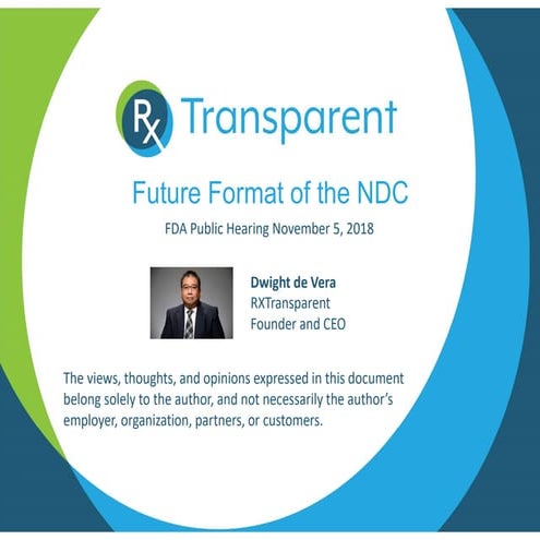 RXTransparent FDA public hearing future format NDC Nov 2018