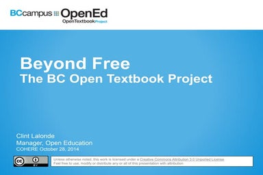 Beyond Free: the B.C. Open Textbook Project