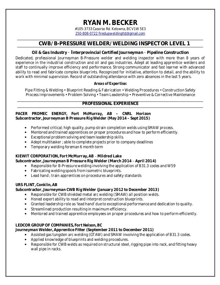 welders resumes