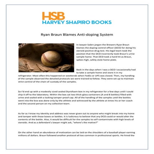 Ryan Braun Blames Anti-doping System