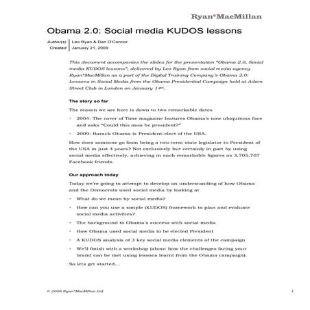 Obama 2.0 KUDOS: Speakers notes