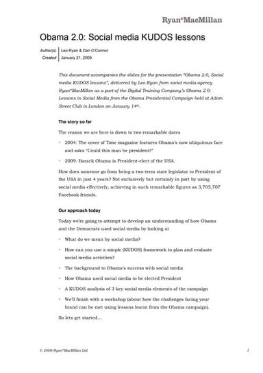 Obama 2.0 KUDOS: Speakers notes