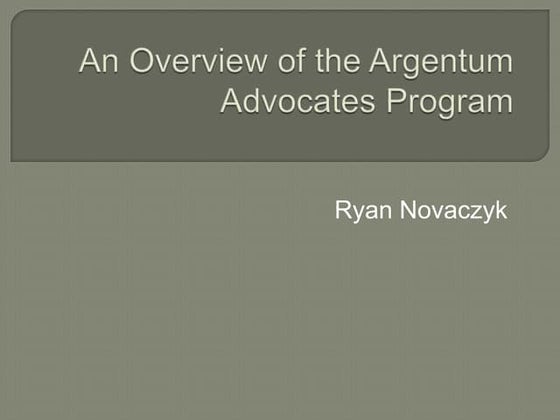 Overview of the Argentum STAR program | PPT