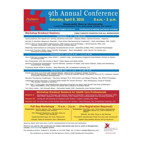 Ryan Wexelblatt Presentations at Gwynedd Mercy Autism Conference 2016