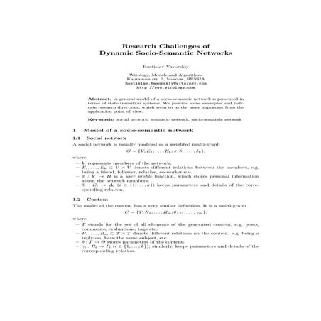 Rostislav Yavorsky - Research Challenges of Dynamic Socio-Semantic Networks