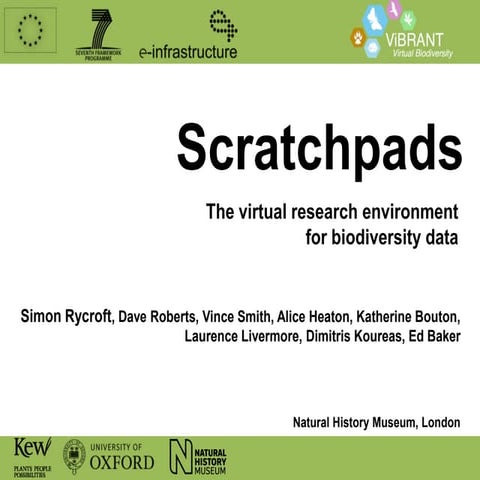 Scratchpads: the Virtual Research Environment for biodiversity data