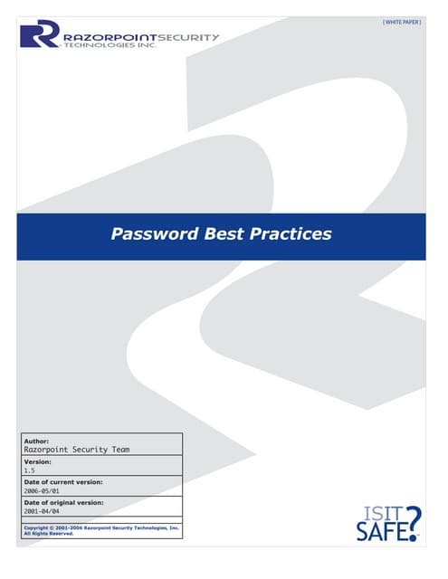 PASSWORD BEST PRACTICES