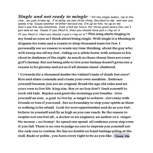 Embracing the singlehood
