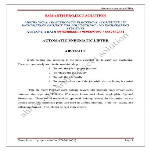 automatic pneumatic lifter