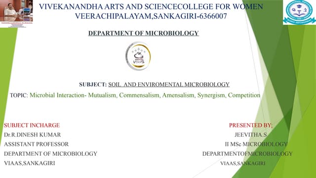 Microbial interaction - Mutualism ,amensalism