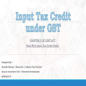 S 6-Input tax credit under GST