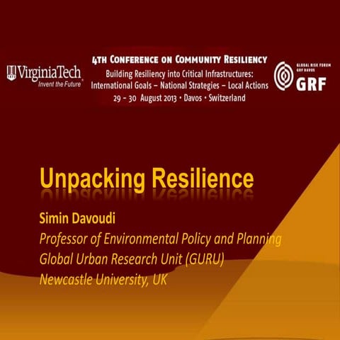 Simin Davoudi - Unpacking Resilience