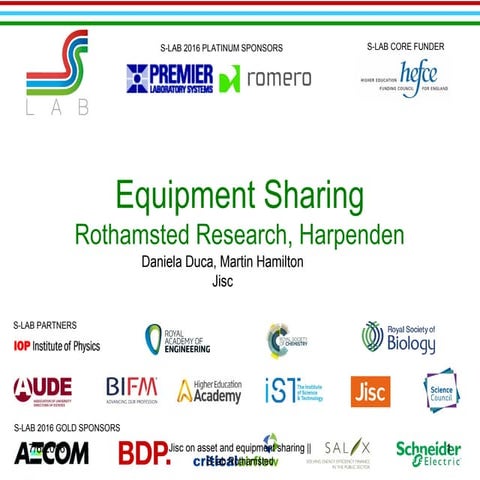 Jisc support for equipment sharing - update for S-Lab Rothamsted conference J...