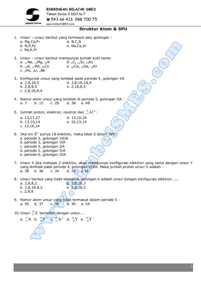 soal struktur atom dan sistem periodik