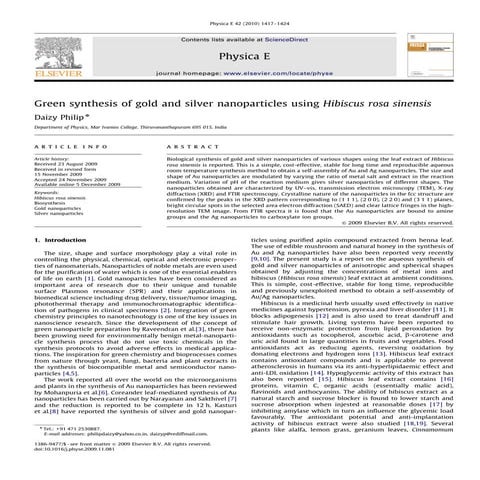 Green synthesis of Silver nanoparticle from plant extract | PPTX