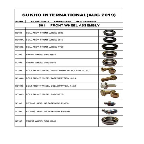 FARMTRAC AND FORD TRACTORS PARTS PHOTO CATALOG (S1-S5))