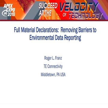 Full Material Declarations: Removing Barriers to Environmental Data Reporting