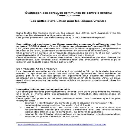 Les grilles d’évaluation pour les langues vivantes 2 | PDF